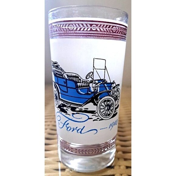 Vinage Set of Four Double Old Fashion Glasses Antique Cars - Picture 12 of 14